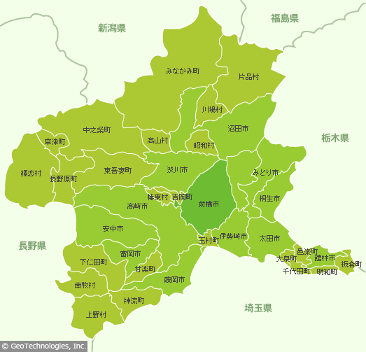群馬県の地図 - MapFan