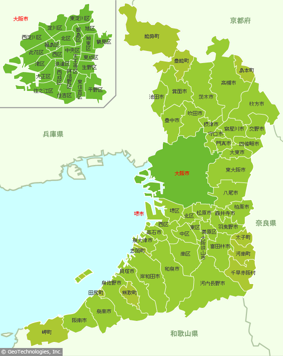 大阪府の地図 - MapFan