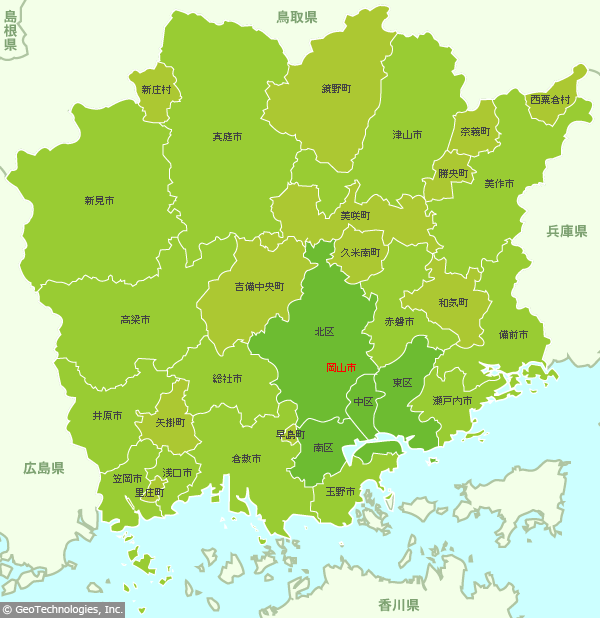 岡山県の地図 - MapFan