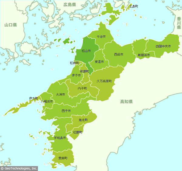 明治35年 大日本管轄分地図「愛媛県」松山市/宇和島町市街図/旧郡町村 