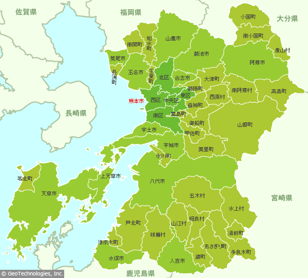 熊本県の地図 Mapfan